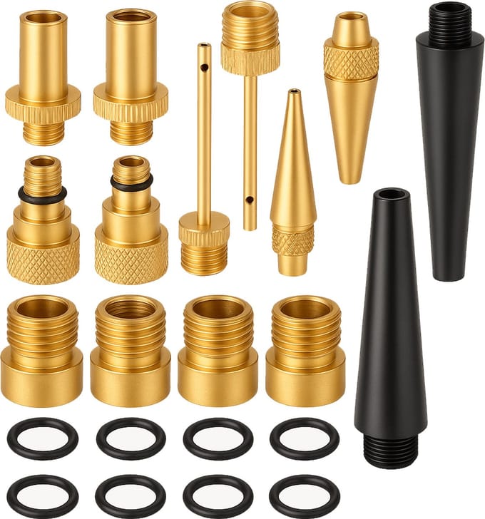 Consumerce® Set van 15 Ventiel Adapters – Fietsventiel – Autoventiel – Frans Verlengstuk – Verloopnippel – Verloopnippels Aluminium – Fiets Adapter – Ventieldop – Ventieldopje – Fietsventieldopjes - Ventieldopjes