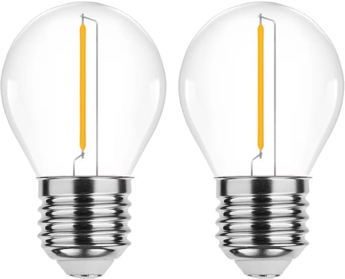 Modee E27 LED Filament Lamp 1W - 70lm - 2700K - Extra Warm Wit - LED Kogellamp G45 - Vervangt 10W Gloeilamp - 2 stuks
