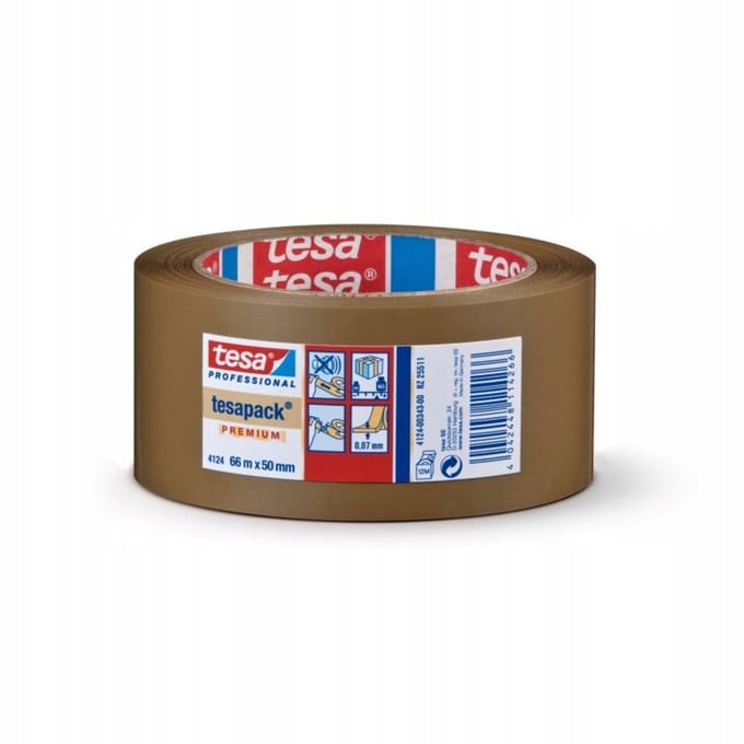 Tesa PREMIUM - Verpakkingstape - 66m x 50mm - Bruin - Stil Afrolbaar