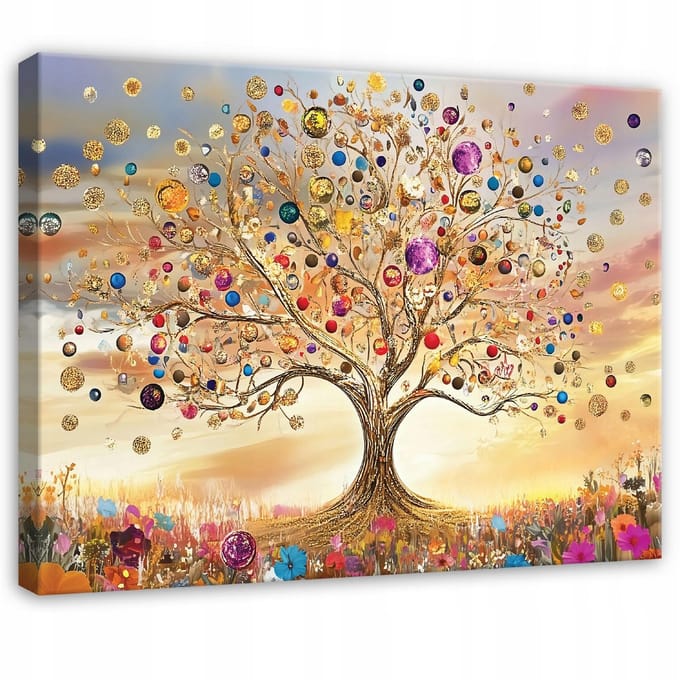 WALLARENA - Canvas schilderij - 40x30 cm - abstracte levensboom voor woonkamer slaapkamer keuken
