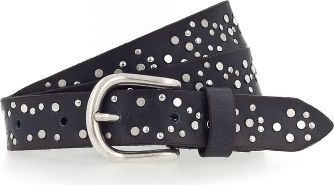 Vanzetti Leren Riem 25mm Rivet Belt W110 Navy Donkerblauw
