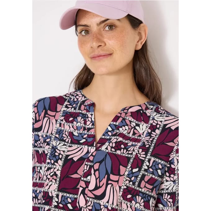 3/4-mouwen blouse met patchworkprint