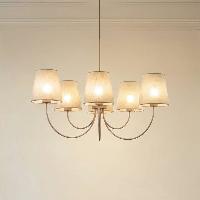 TK Lighting Candi kroonluchter, beige/zandkleurig, 6-lamps, Ø 85 cm, E27
