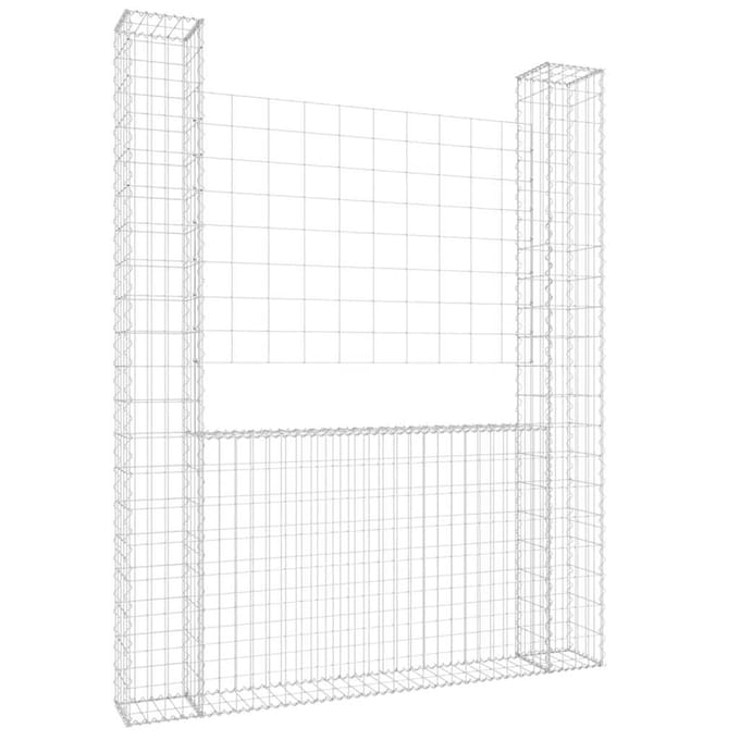vidaXL - Schanskorf - U-vormig - met - 2 - palen - 140x20x200 - cm - ijzer