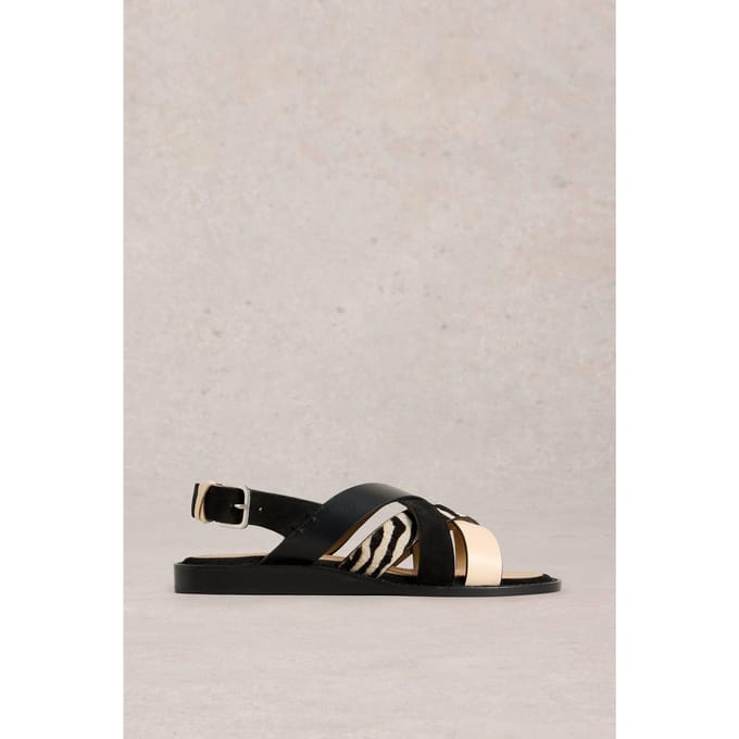 White Stuff Holly Mini Wedge Sandal Pure Black Maat: 3 | Sandalen Outlet | Dames | Zand