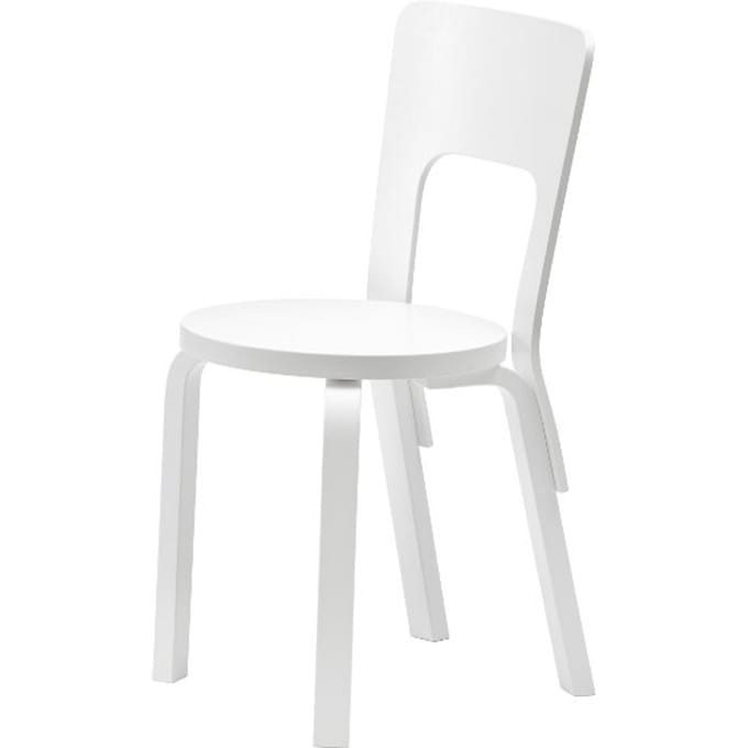Artek 66 Stoel - poten wit / zitting berk wit