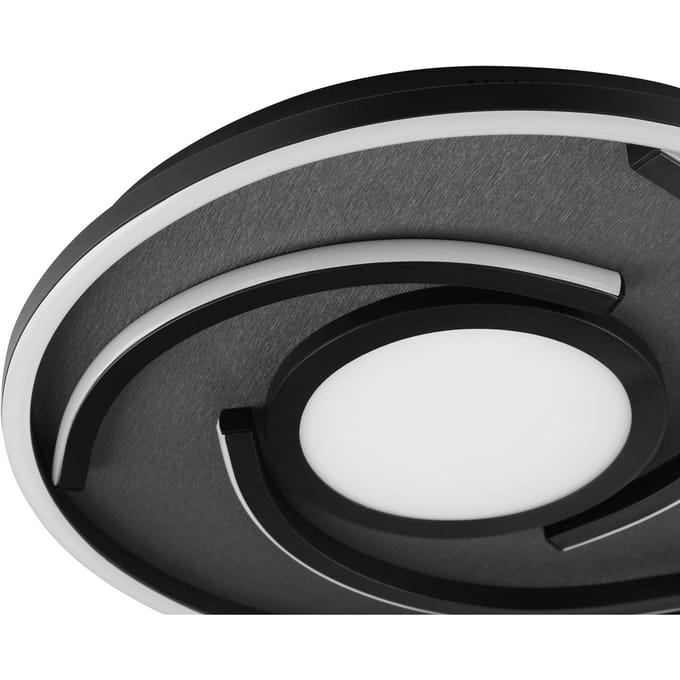 Brilliant LED plafondlamp Hardy, Ø 35 cm, zwart mat, metaal/stof