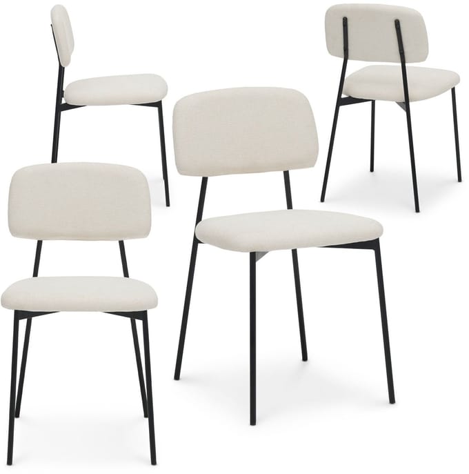Eetkamerstoel TOLEDO, set van 4, gestoffeerd – wit