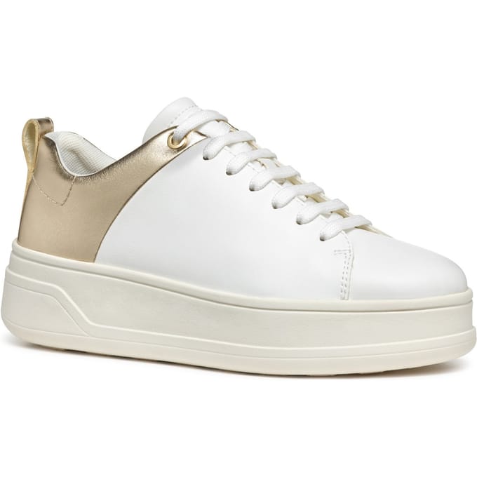Geox D SPHERICA ECUB-2 Dames Wit/Lichtgouden Sneakers