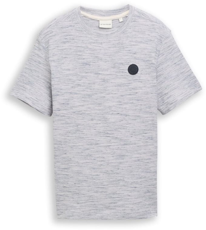Tom Tailor - T-shirt met wafelstructuur - Maat XL - white grey waffle inject