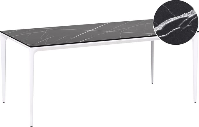 SOVARETO - Tuintafel - Wit/Zwart - HPL/Aluminium/marmer