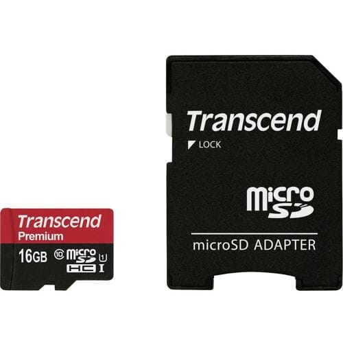 Transcend Premium microSDHC-kaart 16 GB Class 10, UHS-I Incl. SD-adapter