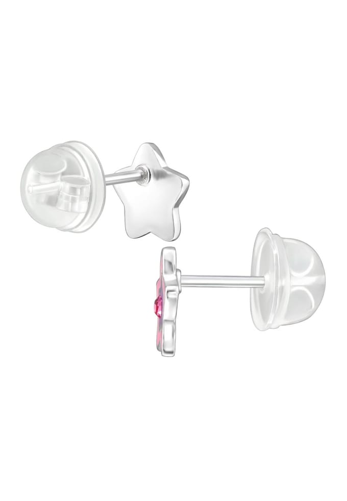 Premium Kinder-Oorbellen Stern aus Sterling Silber mit Kristall und Epoxidharz