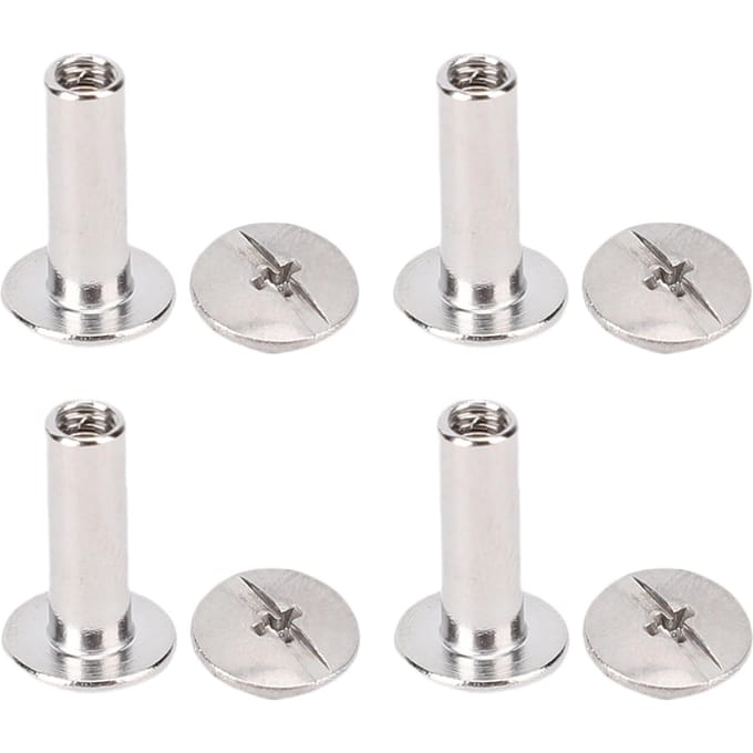 100 Sets Klinknagel en Schroef Roestvrij Staal M3 Platte Ronde Kop Klinknagel Bevestigingsset Leerbewerking white