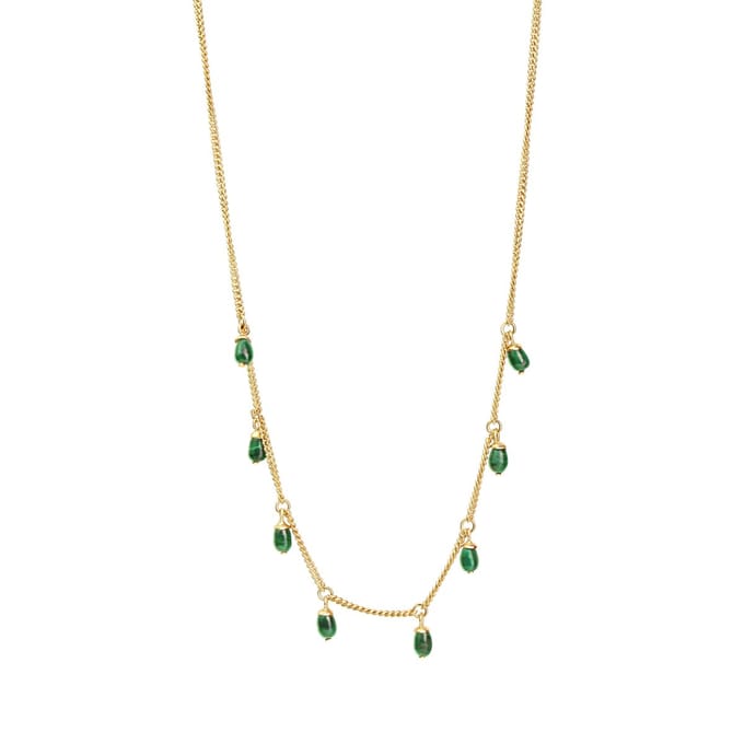 Celesta Silber Anhänger mit Kette 925 Sterling Silber vergoldet Malachit