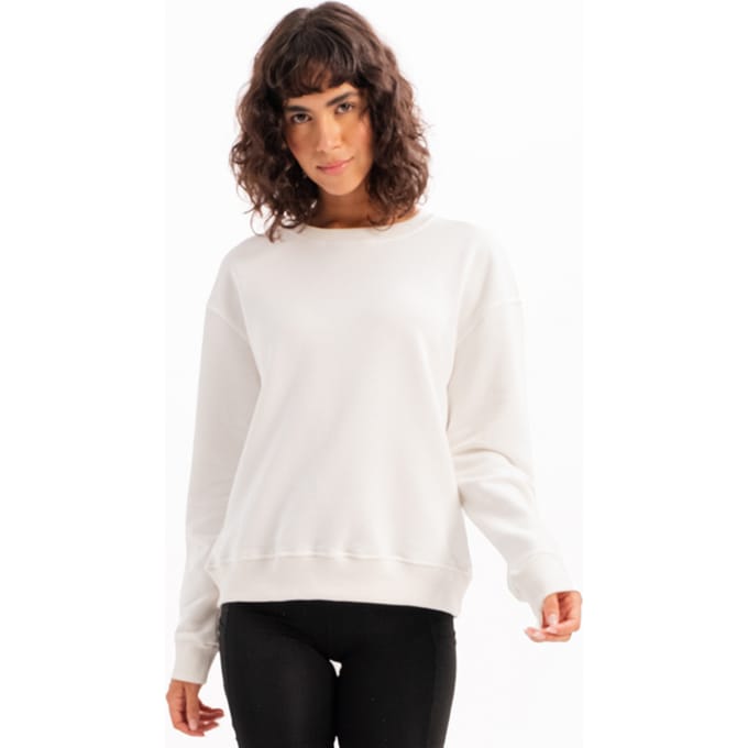 JUSTEVER Crew Neck Basic Pattern Ecru Dames Sweatshirt Trainingspak Top - Aura