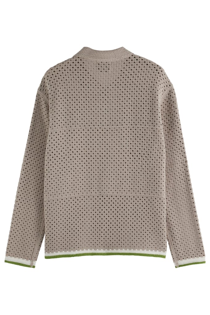 Scotch & Soda Crochet Long-sleeved Shirt Highway Grey Taglia: L | Cardigan Outlet | Uomo | Grigio