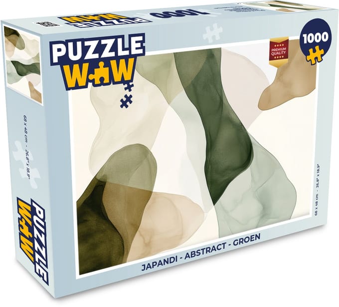Puzzel Japandi - Abstract - Groen - Legpuzzel - Puzzel 1000 stukjes volwassenen