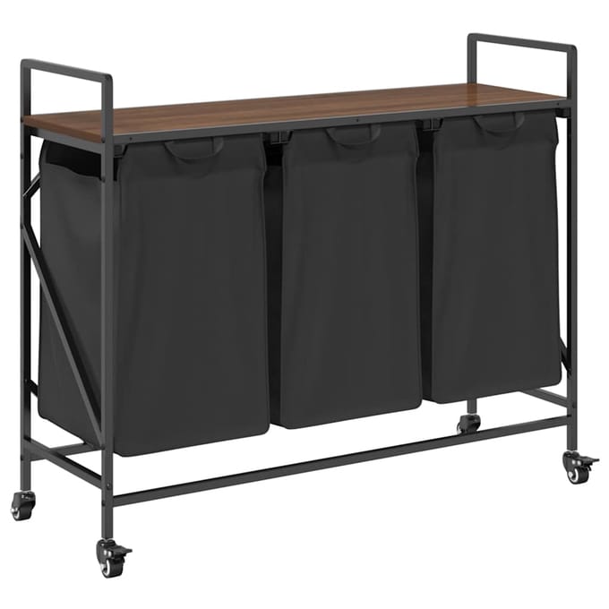 vidaXL - Wasmand - 3 - vakken - met - planken - bruin - eikenkleurig