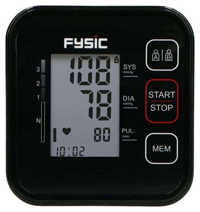 Fysic FB150 - Bloeddrukmeter, nauwkeurige meting van bloeddruk en hartslag, Fysic zwart
