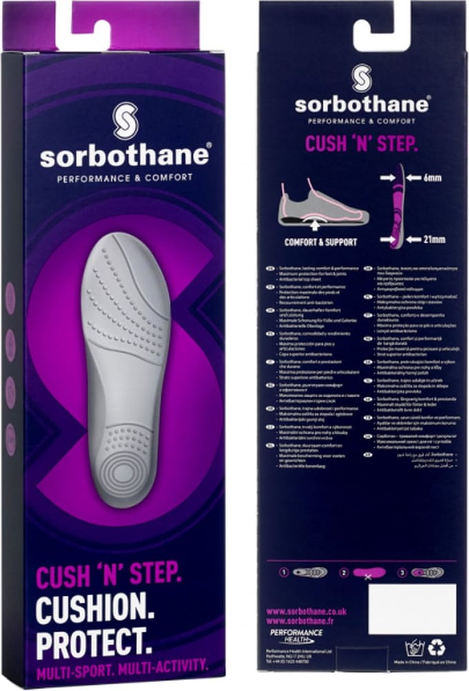 Sorbothane Cush N Step Insoles (Donkergrijs) Maat 41