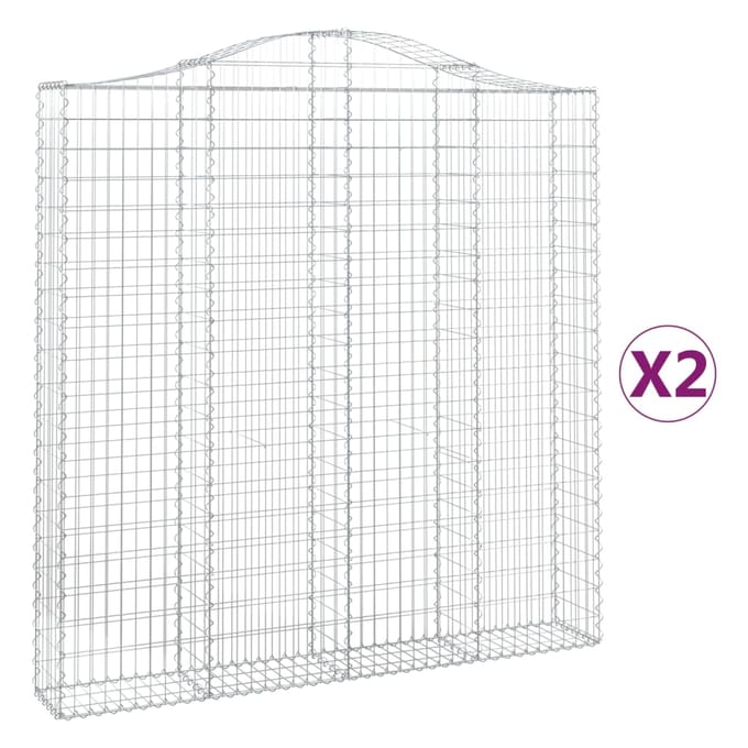 vidaXL Schanskorven 2 st gewelfd 200x30x200/220 cm ijzer
