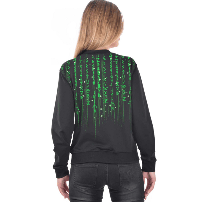 Outer Vision Bomberjack - Runetrix - S tot L - voor Vrouwen - zwart-groen