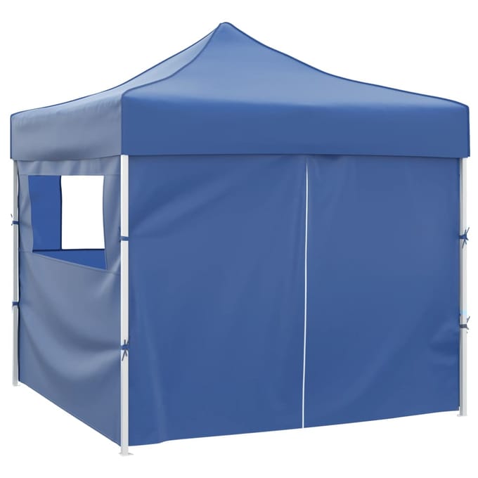 vidaXL - Vouwtent - met - 4 - zijwanden - 3x3 - m - blauw