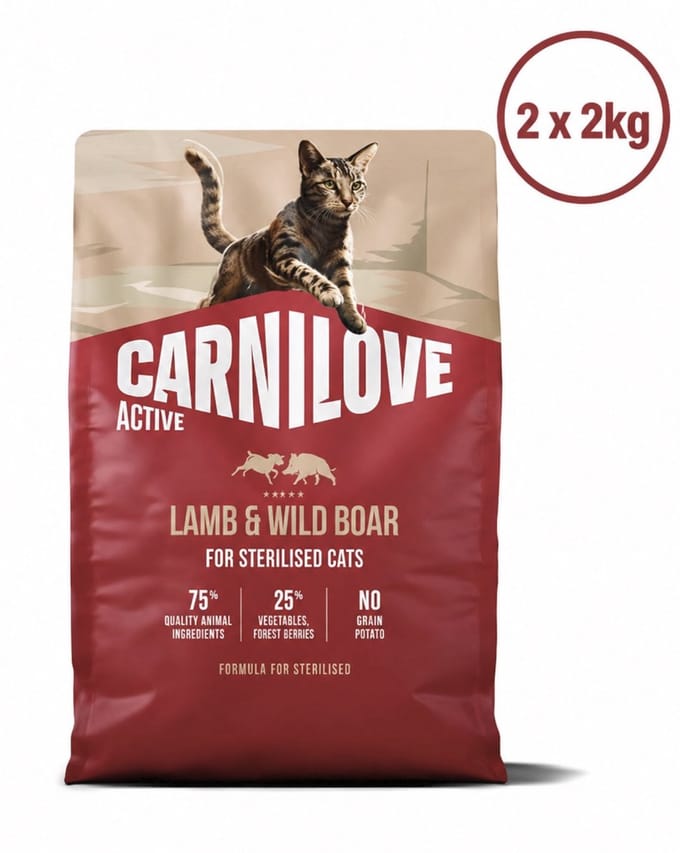Carnilove lamb / wild boar sterilised kattenvoer 2 x 2 kg