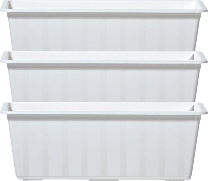 Prosperplast Plantenbak/bloembak/balkonbak Agro - 3x - wit - kunststof - 40 x 18 x 14 cm