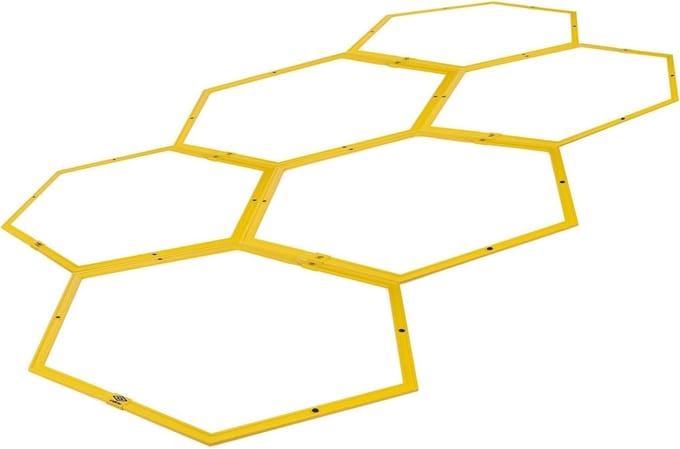 Coördinatie ladder - Agility set - Sport training - Verstelbare patronen - 6 hexagons - Geel