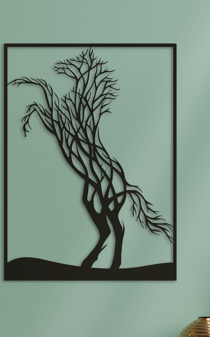 Wanddecoratie | Paard van takken - M (29x40cm)