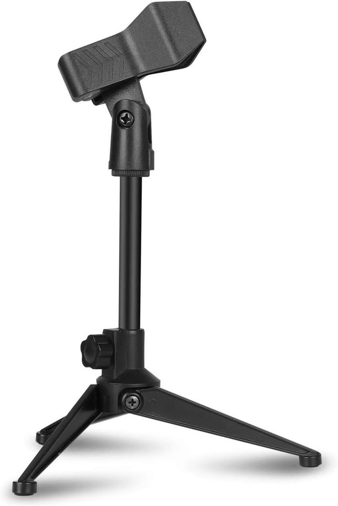 Verstelbare Vouwbare Microfoonstandaard voor Desktop - Ideaal voor Tablets en Microfoons, Stevige Plastic Houder in Zwart