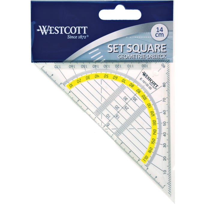 Quantore Westcott Geodriehoek 140mm transparent