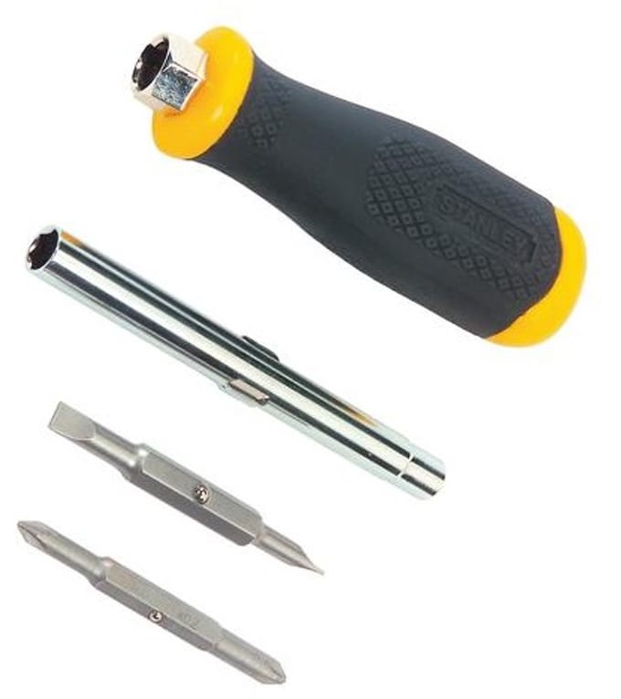 Stanley 0-68-012 Multi-bit Schroevendraaier – 6-in-1 – Soft-Grip Handgreep – Inclusief Phillips, Gleuf en Moerdoppen