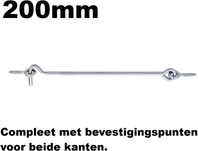 Windhaak 200mm | Compleet Met Twee Bevestigingspunten | Gegalvaniseerd