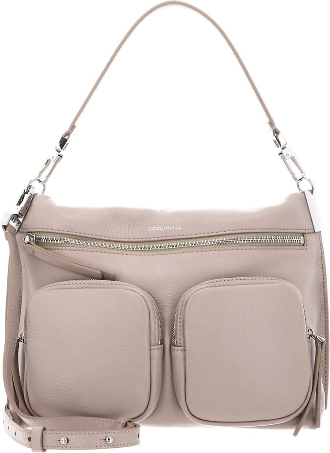 COCCINELLE Leren Schoudertas Hyle Suede Handbag Powder Pink Beige