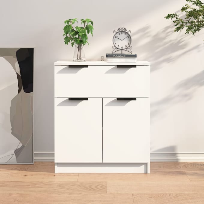 vidaXL - Dressoir - 60x30x70 - cm - bewerkt - hout - wit