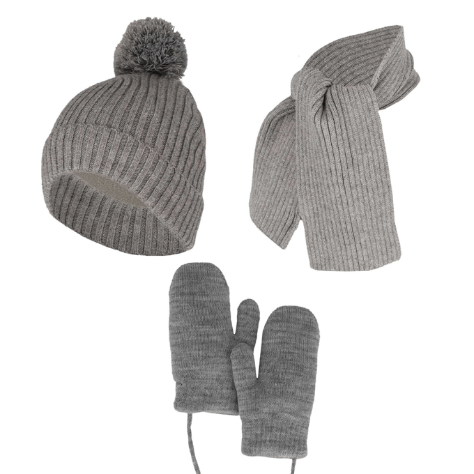 Baby Winterset - Handschoenen/Sjaal/Muts - One Size - Licht Grijs / 1-2 Jaar