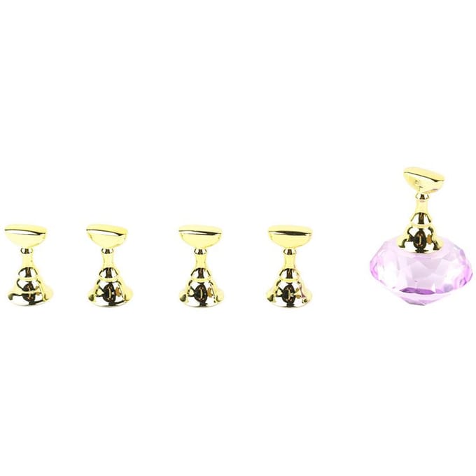 Support d'Exposition Magnétique pour Nail Art Porte-Présentoir Entraînement Pointes d'Ongles Base en Cristal (Rose) violet