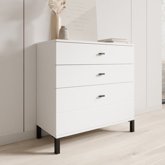 Meubella - Avellio - Ladekast met 3 lades - Wit - 77x35x78 cm