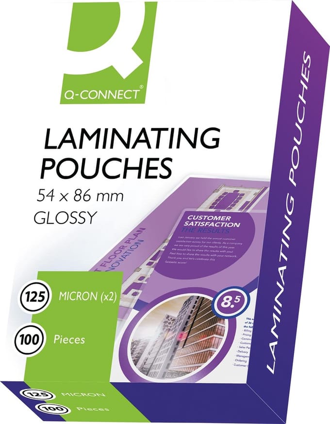 Q-CONNECT lamineeretui 2x 125 micron 54x86mm 100 stuks