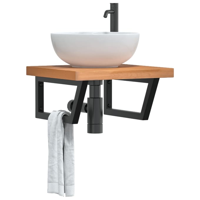 vidaXL - Badkamer - wandschap - staal - en - massief - beukenhout