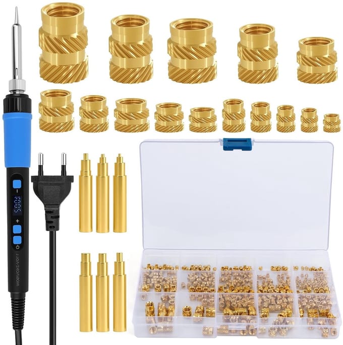 Set van 257 Draad Inserts en Soldeertips voor Soldeerbout met 90 W Vermogen, Instelbare Temperatuur en Diverse Maten M2 tot M6