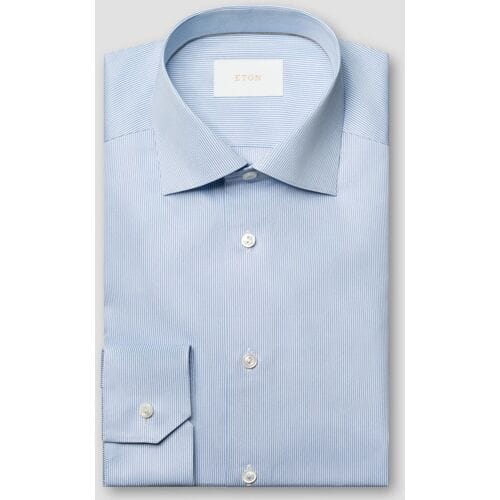 Eton Overhemd Organic Cotton Fine Stripe Pattern Supima 120 Fine Poplin Licht Blauw / male