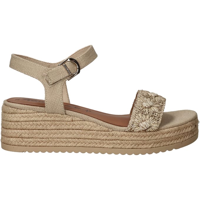 Tamaris Raffia Sandalen beige Textiel - Dames - Maat 41