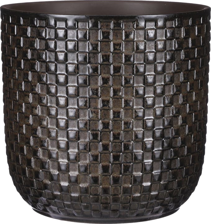 Mica Decorations - Plantenpot/bloempot - Keramiek zwart - D21,5/H20,5 cm