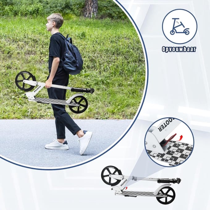 QIN® Stuntstep - Stuntstep Jongen - Stuntstep 10 Jaar en Ouder - Stuntsteps - Wit - 84cm x 31cm x 14cm