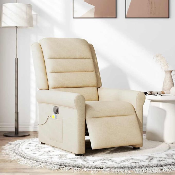 vidaXL - Massagestoel - elektrisch - verstelbaar - stof - crèmekleurig