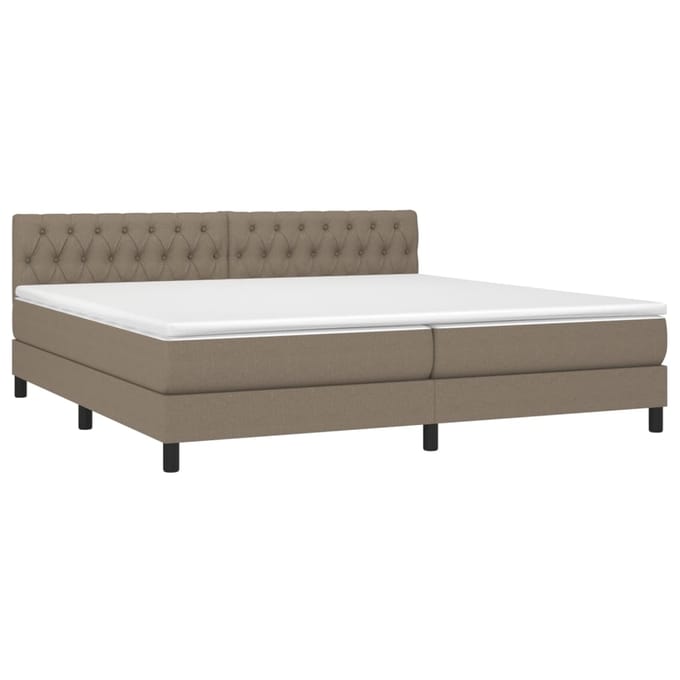 vidaXL - Boxspring - met - matras - en - LED - stof - taupe - 200x200 - cm